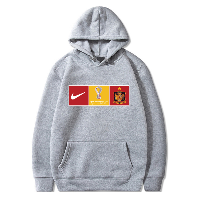 Men's Spain World Cup Soccer Hoodie Grey Men's Spain World Cup Soccer Hoodie Grey
